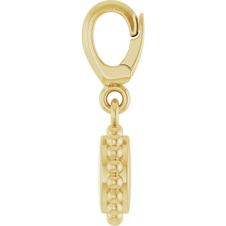 18K Yellow Gold-Plated Sterling Silver Engravable Beaded Disc Charm/Pendant