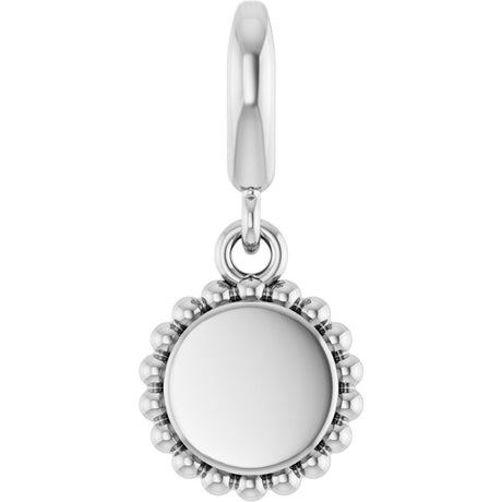 Sterling Silver Engravable Beaded Disc Charm/Pendant