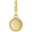 18K Yellow Gold-Plated Sterling Silver Engravable Beaded Disc Charm/Pendant