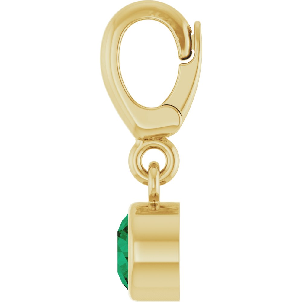 14K Yellow Gold Lab-Grown Emerald Charm/Pendant