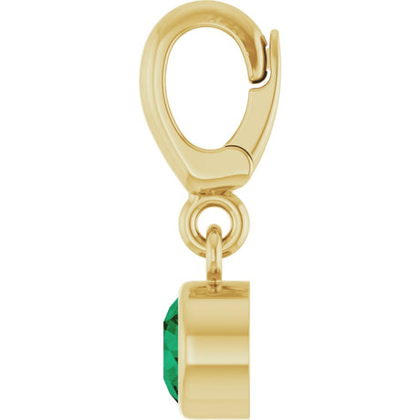 14K Yellow Gold Lab-Grown Emerald Charm/Pendant