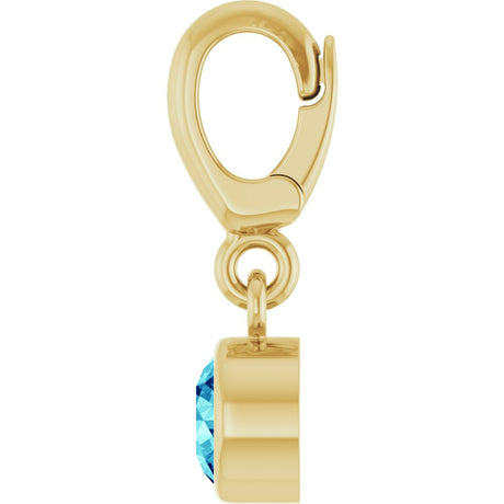 14K Yellow Gold Natural Blue Zircon Charm/Pendant