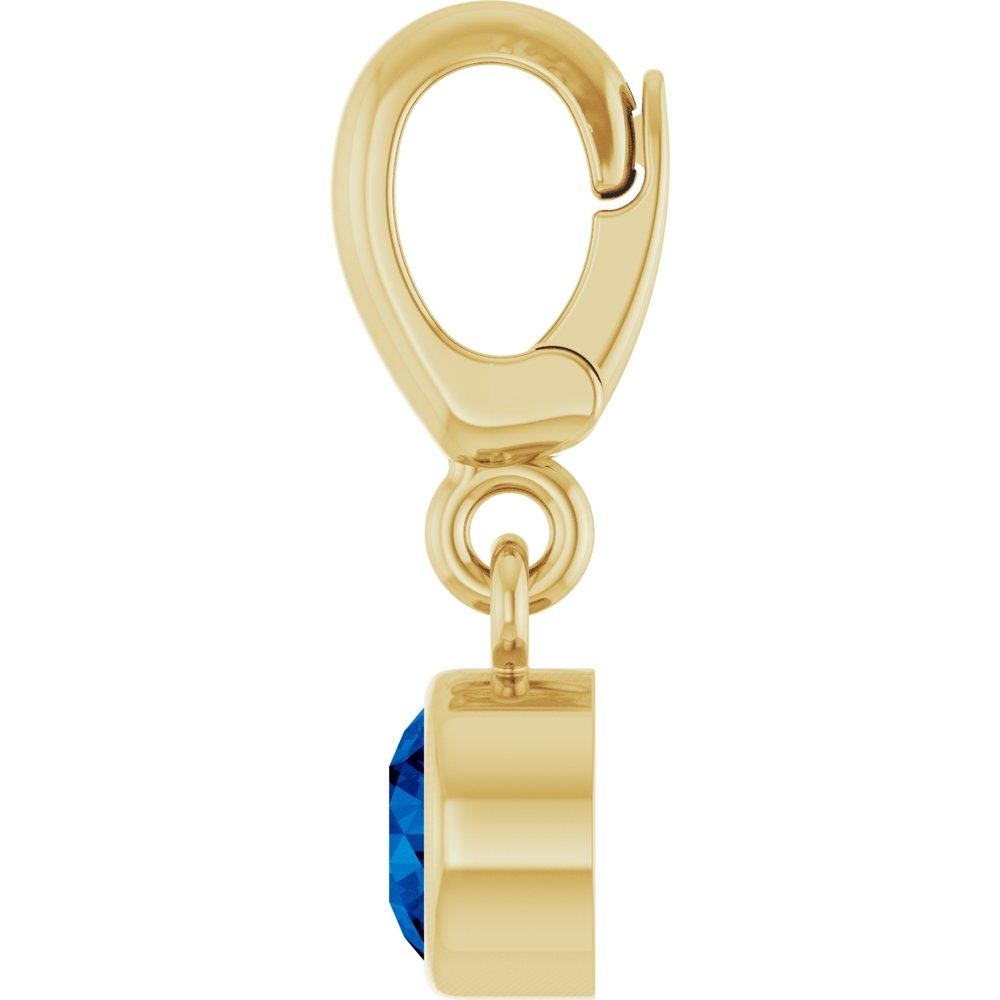 14K Yellow Gold Lab-Grown Blue Sapphire Charm/Pendant
