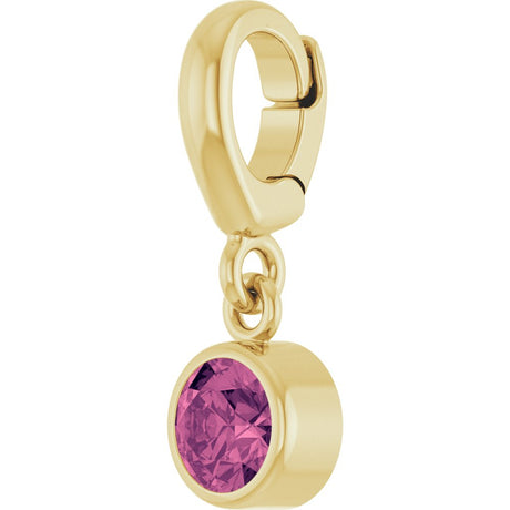 14K Yellow Gold Natural Pink Tourmaline Charm/Pendant