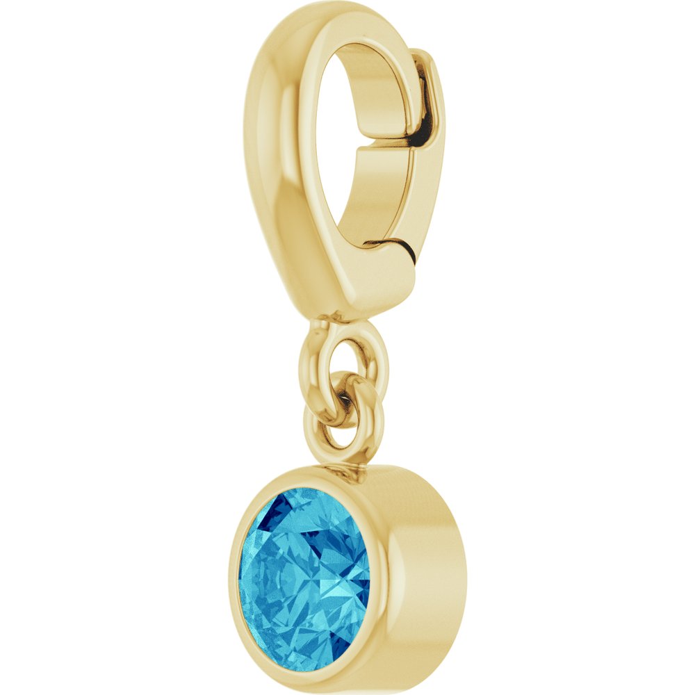 14K Yellow Gold Natural Blue Zircon Charm/Pendant