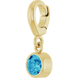 14K Yellow Gold Natural Blue Zircon Charm/Pendant
