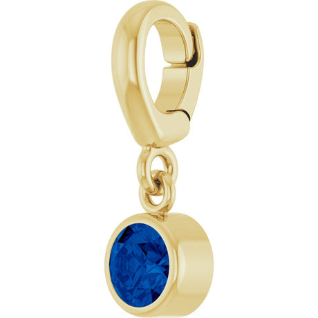 14K Yellow Gold Lab-Grown Blue Sapphire Charm/Pendant