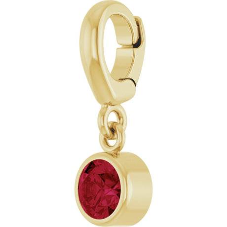 14K Yellow Gold Lab-Grown Ruby Charm/Pendant