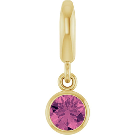 14K Yellow Gold Natural Pink Tourmaline Charm/Pendant