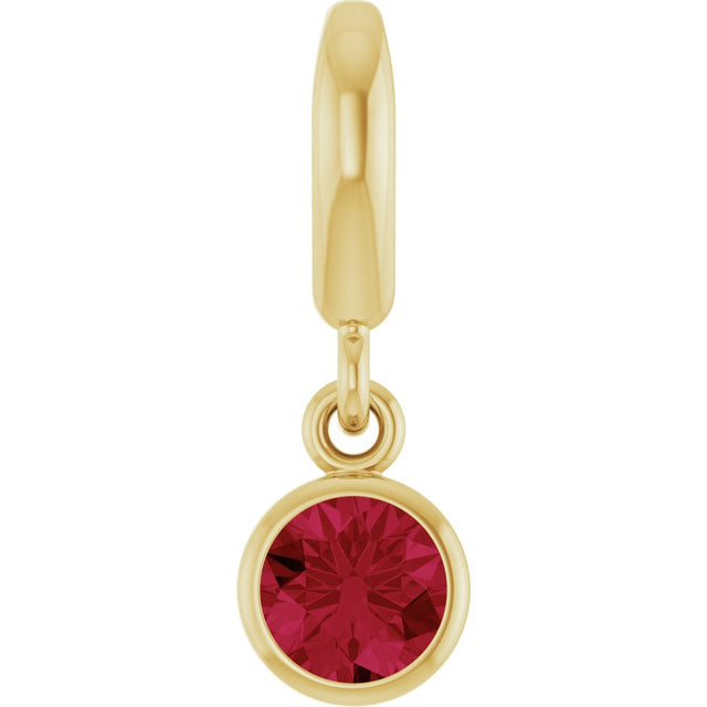 14K Yellow Gold Lab-Grown Ruby Charm/Pendant