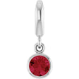 Sterling Silver Lab-Grown Ruby Charm/Pendant