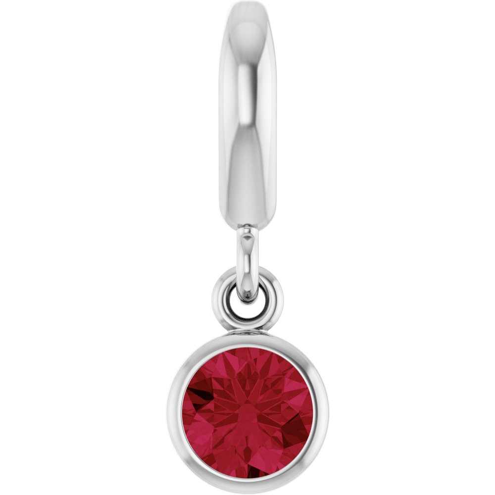 Sterling Silver Lab-Grown Ruby Charm/Pendant