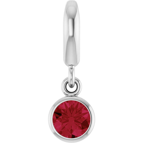 Sterling Silver Lab-Grown Ruby Charm/Pendant