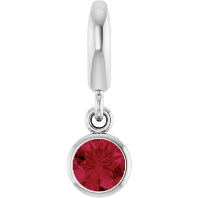 Sterling Silver Lab-Grown Ruby Charm/Pendant