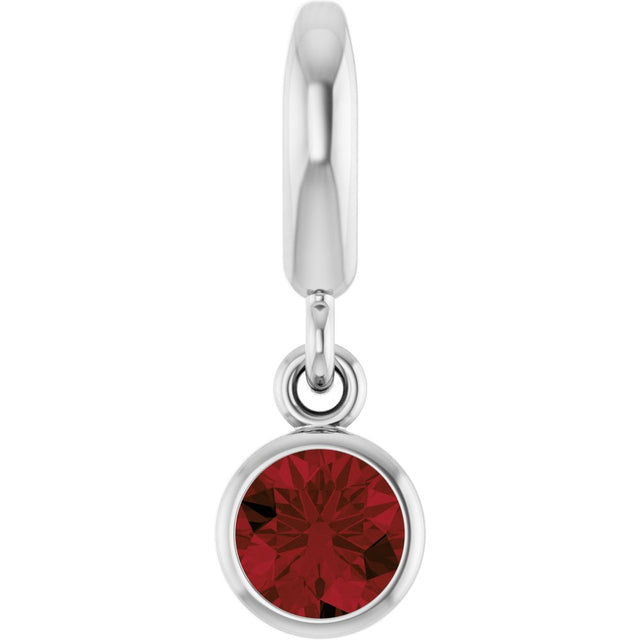 Sterling Silver Natural Mozambique Garnet Charm/Pendant