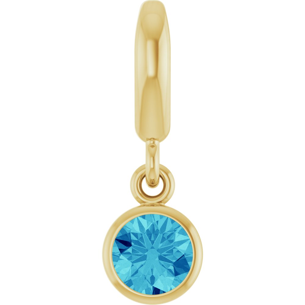 14K Yellow Gold Natural Blue Zircon Charm/Pendant