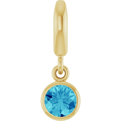 14K Yellow Gold Natural Blue Zircon Charm/Pendant