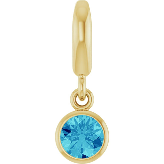 14K Yellow Gold Natural Blue Zircon Charm/Pendant
