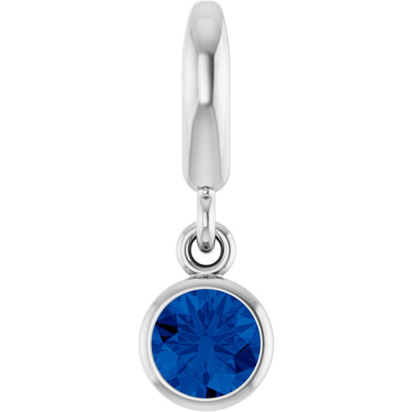 Sterling Silver Lab-Grown Blue Sapphire Charm/Pendant