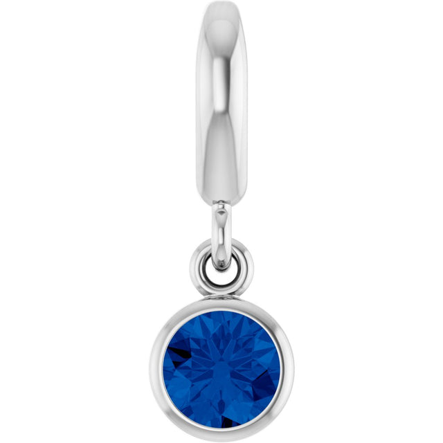 Sterling Silver Lab-Grown Blue Sapphire Charm/Pendant