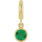 14K Yellow Gold Lab-Grown Emerald Charm/Pendant