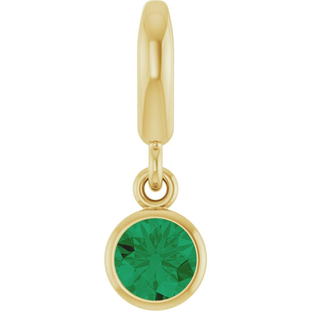 14K Yellow Gold Lab-Grown Emerald Charm/Pendant