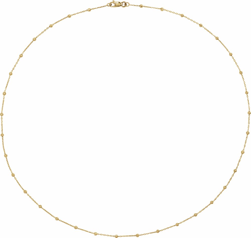 14K Yellow Gold .65 mm Beaded Cable 18" Chain