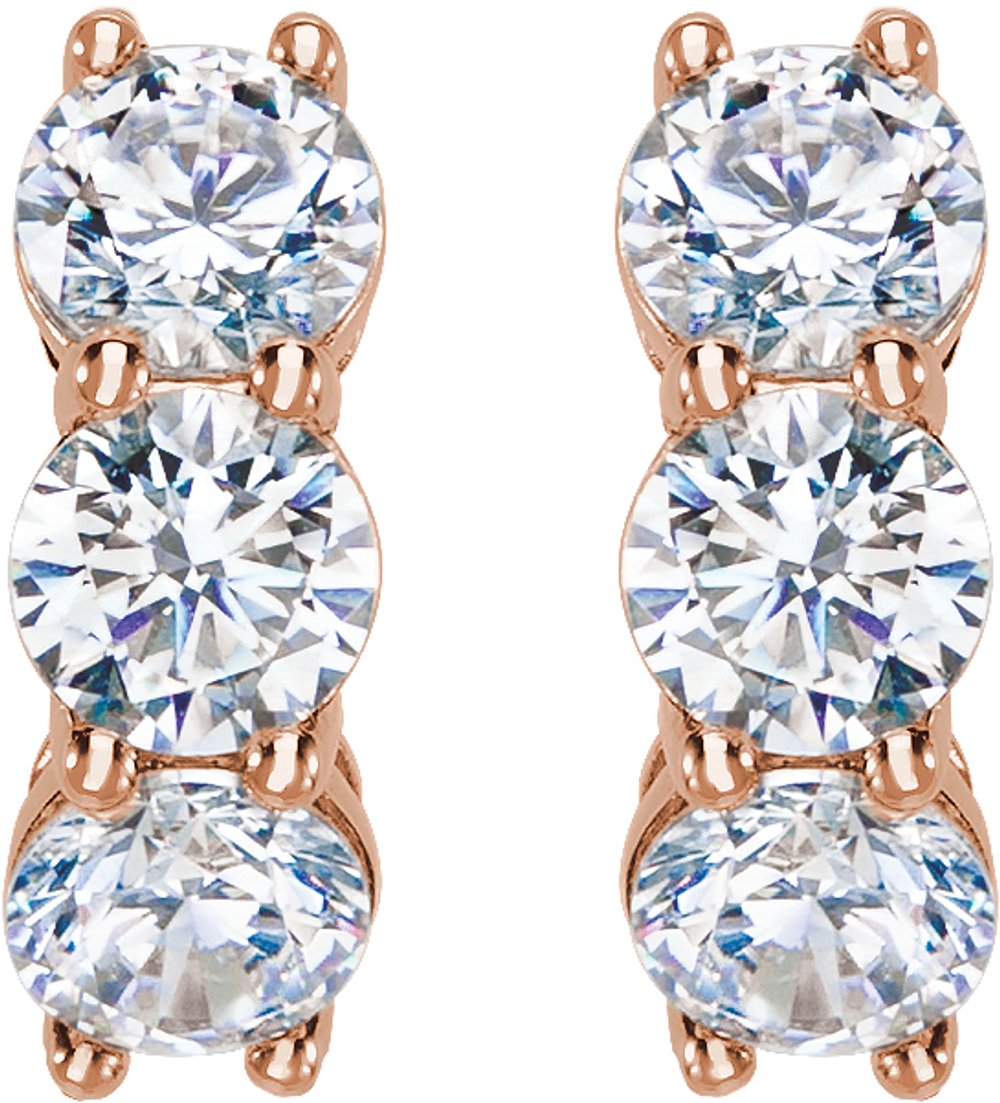 14K Rose Gold 2 CTW Lab-Grown Diamond 12 mm Hoop Earrings