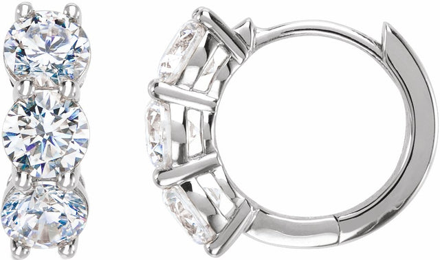 14K White Gold 2 CTW Lab-Grown Diamond 12 mm Hoop Earrings