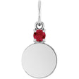 Sterling Silver Engravable Natural Ruby Round Pendant