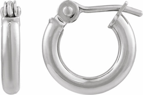 14K White Gold Tube 10 mm Hoop Earrings