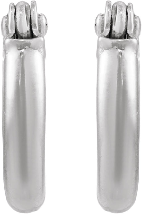 14K White Gold Tube 10 mm Hoop Earrings