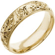14K Yellow Gold 6 mm Hand-Engraved Milgrain Stepped-Edge Sculptural Comfort-Fit Half Round Band Size 5