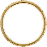 14K Yellow Gold 6 mm Hand-Engraved Milgrain Stepped-Edge Sculptural Comfort-Fit Half Round Band Size 5