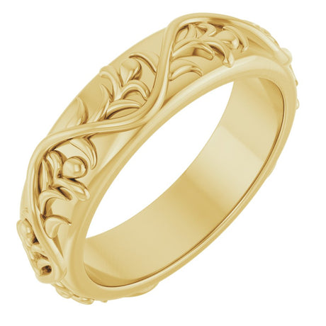 10K Yellow Gold 5 mm Sculptural Flat Band Size 8