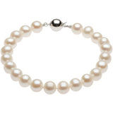 Sterling Silver 8-9 mm Cultured White Freshwater Pearl 7 3/4" Bracelet