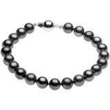 Sterling Silver Cultured Black Freshwater Pearl 7 3/4" Bracelet