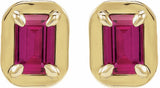 14K Yellow Gold Lab-Grown Ruby Stud Earrings