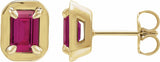 14K Yellow Gold Lab-Grown Ruby Stud Earrings