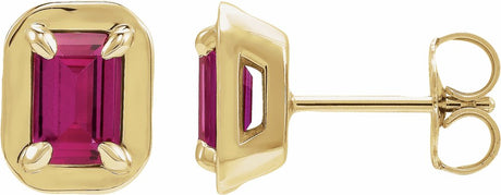 14K Yellow Gold Lab-Grown Ruby Stud Earrings
