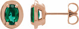 14K Rose Gold Lab-Grown Emerald Stud Earrings