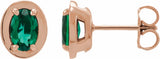 14K Rose Gold Lab-Grown Emerald Stud Earrings