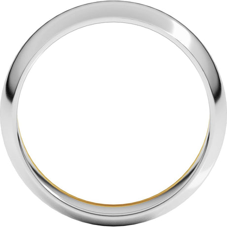 14K White/Yellow Gold 6 mm Off-Centered Milgrain Half Round Band Size 7