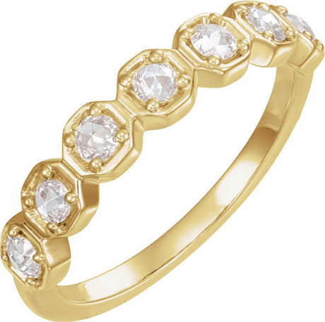 14K Yellow Gold 7/8 CTW Natural Rose-Cut Diamond Anniversary Band