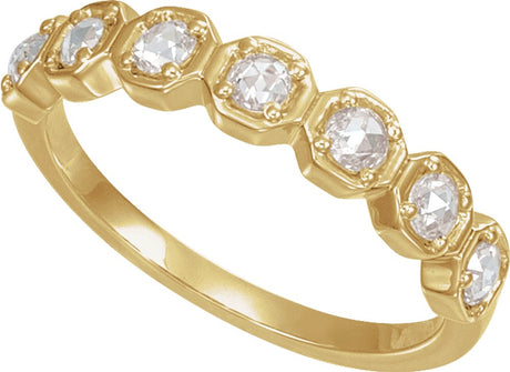 14K Yellow Gold 7/8 CTW Natural Rose-Cut Diamond Anniversary Band