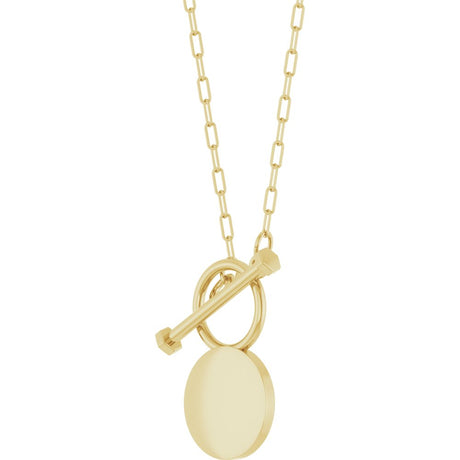 14K Yellow Gold Engravable Toggle 18" Necklace