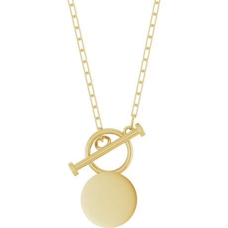 14K Yellow Gold Engravable Toggle 18" Necklace