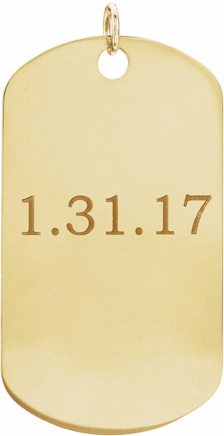 14K Yellow Gold Engravable Dog Tag Pendant
