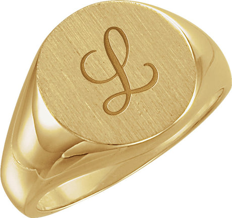 14K Yellow Gold Round Signet Ring