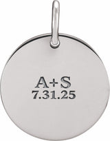 Sterling Silver Engravable Circle Charm/Pendant